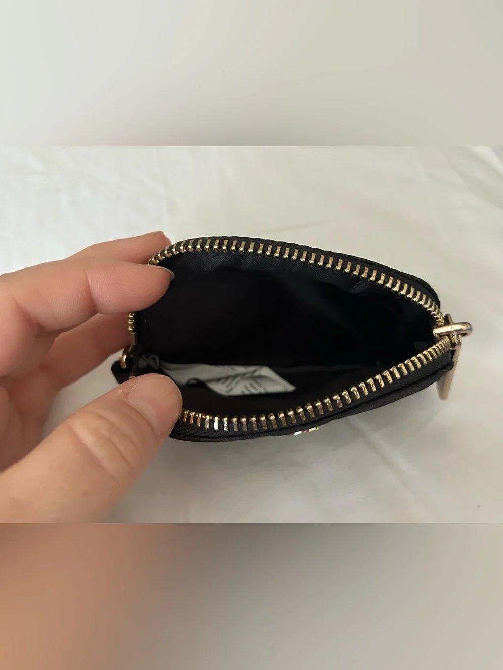 Lululemon Black On Size Coin/ Card Keychain Goldtone Hardware